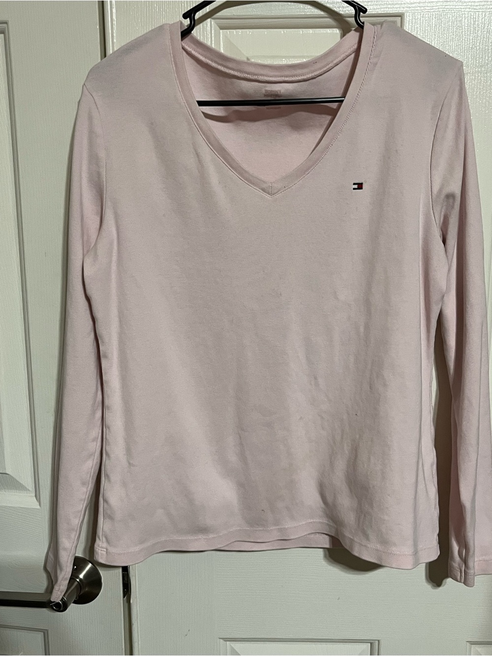 Tommy Hilfiger Light Pink V-Neck Long Sleeve Tee